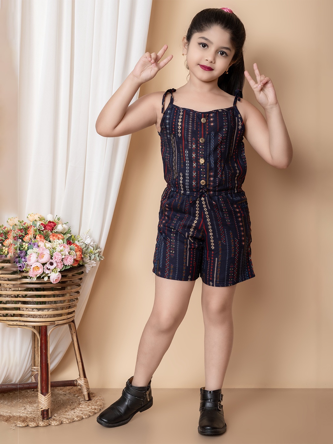 

GLAMOUR WORLD GARMENTS Girls Printed Jumpsuit, Blue