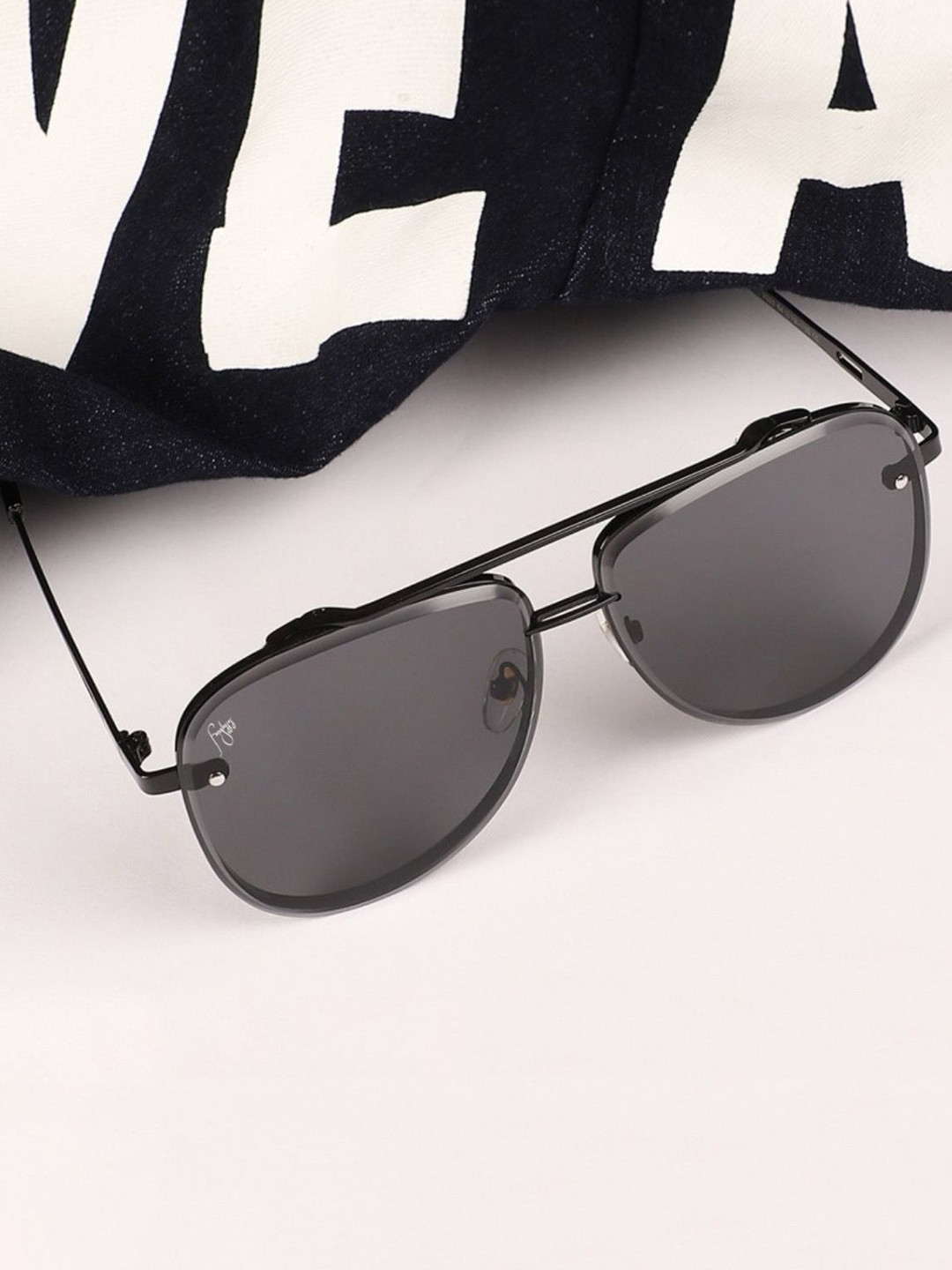 

FUNGLASSES Unisex Aviator Sunglasses with UV Protected Lens ROCK AVIATOR SHAPE BLACK
