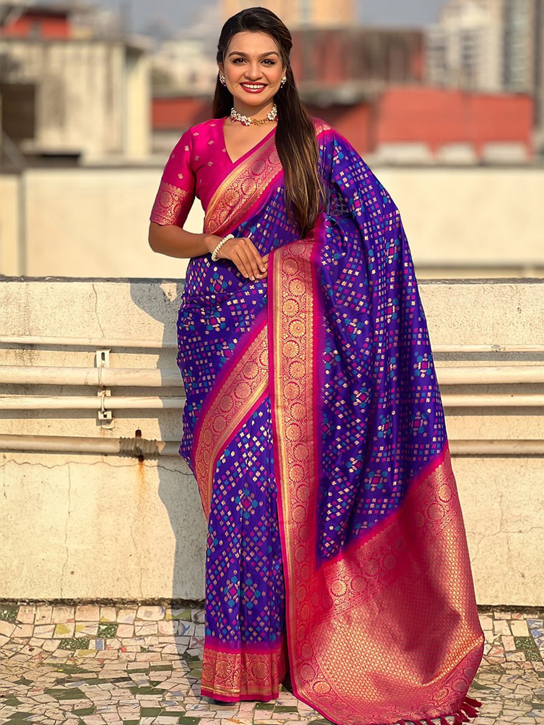 

all about you Woven Design Zari Saree, Violet