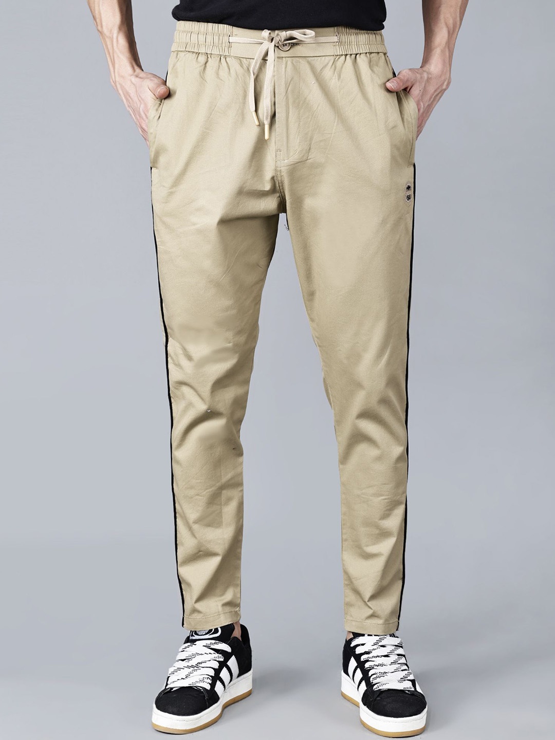 

Fort Collins Men Cotton Anti Odour Side Stripes Relaxed-Fit Sports Track Pants, Khaki