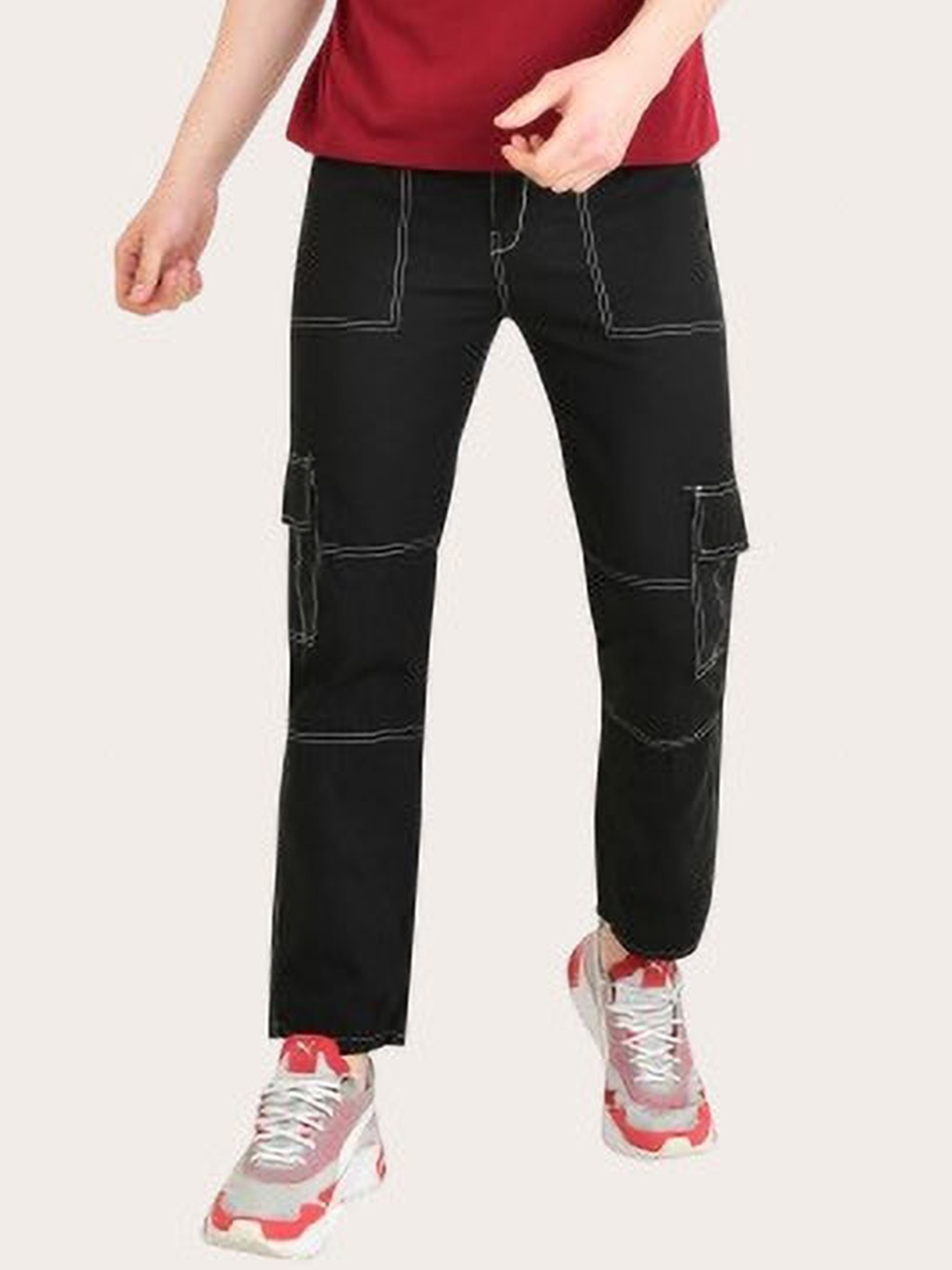 

LINARIA Men Classic Slim Fit Low Distress Jeans, Black