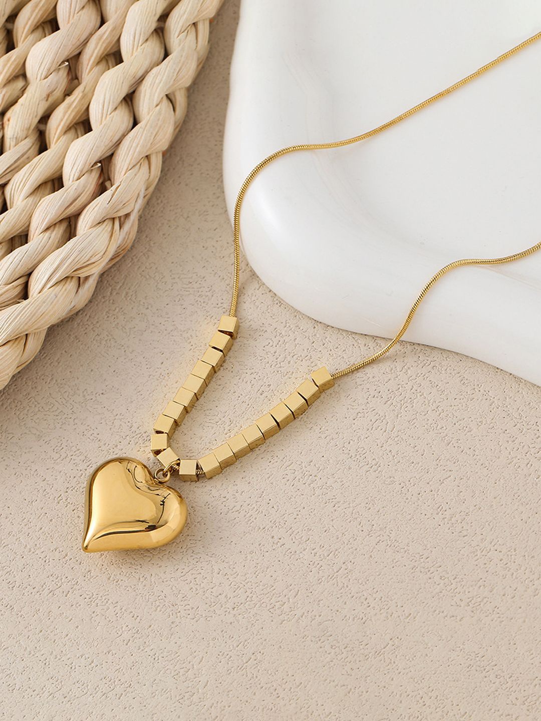 

Designs & You Gold-Plated Heart Shaped Pendants with Chains
