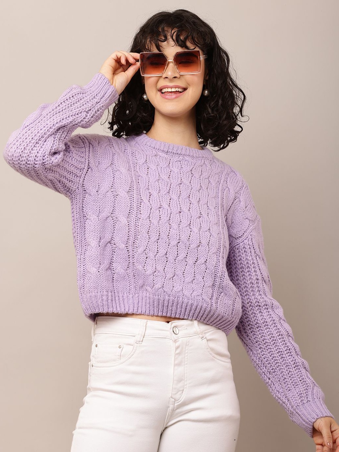 

NoBarr Women Self Design Pullover, Purple