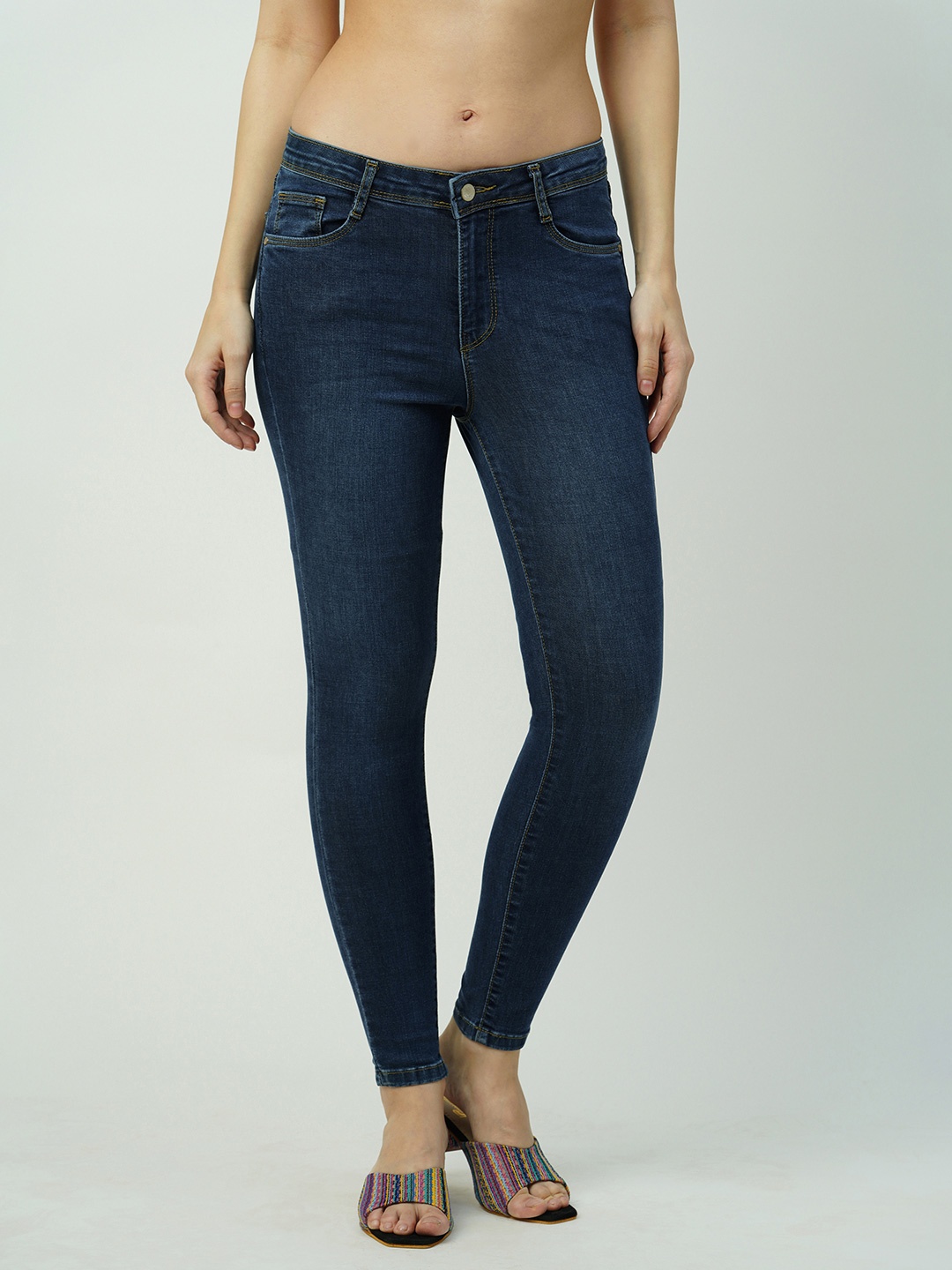 

Kraus Jeans Women Skinny Fit High-Rise Light Fade Jeans, Blue