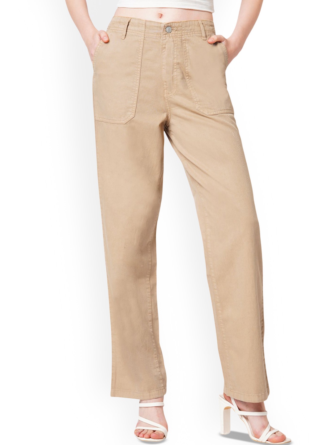 

Kraus Jeans Women Straight Fit High-Rise Jeans, Cream