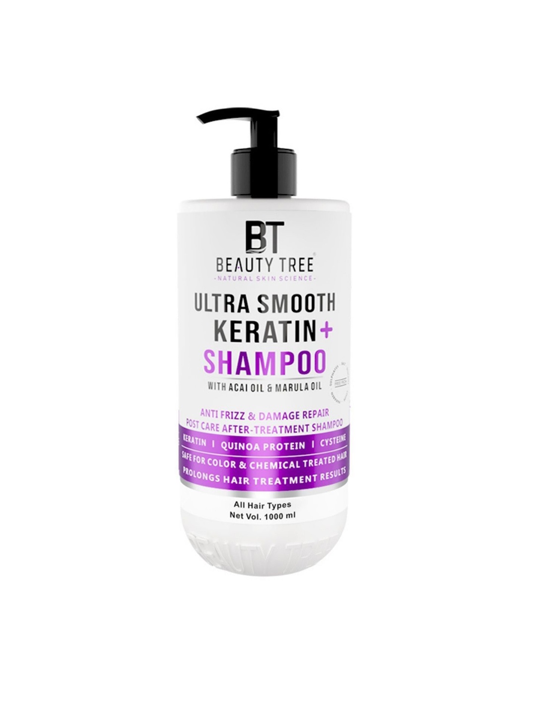

Beauty Tree Ultra Smooth Keratin Plus Shampoo With Acai & Marula Oil - 1000 ml, White