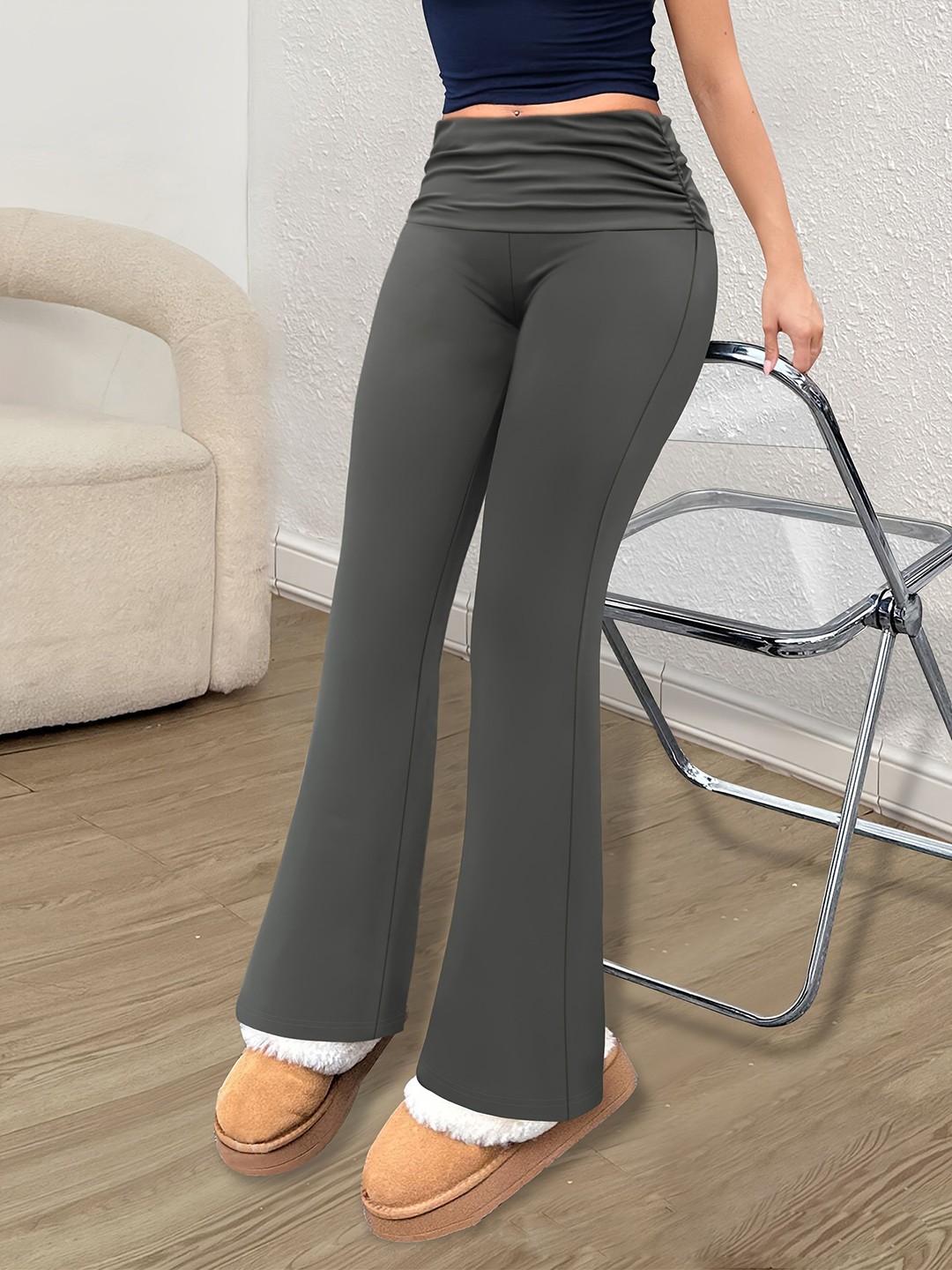 

her by invictus Women Bootcut Trousers, Grey