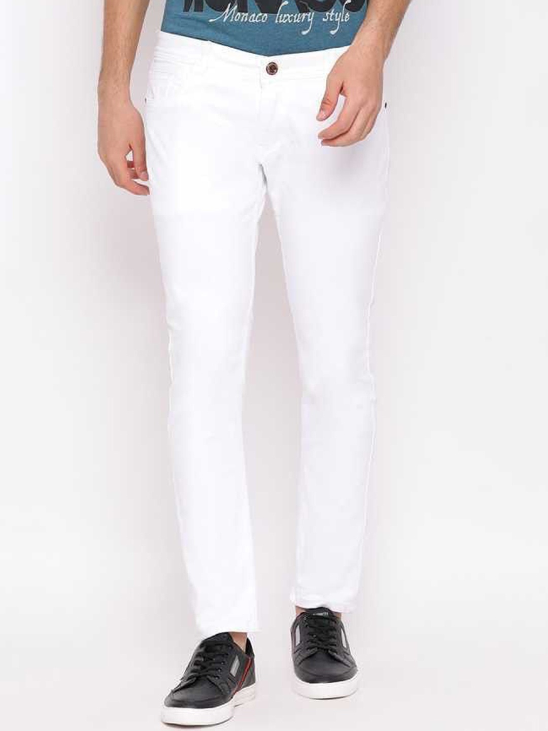 

LINARIA Men Classic Mid-Rise Slim Fit Jeans, White