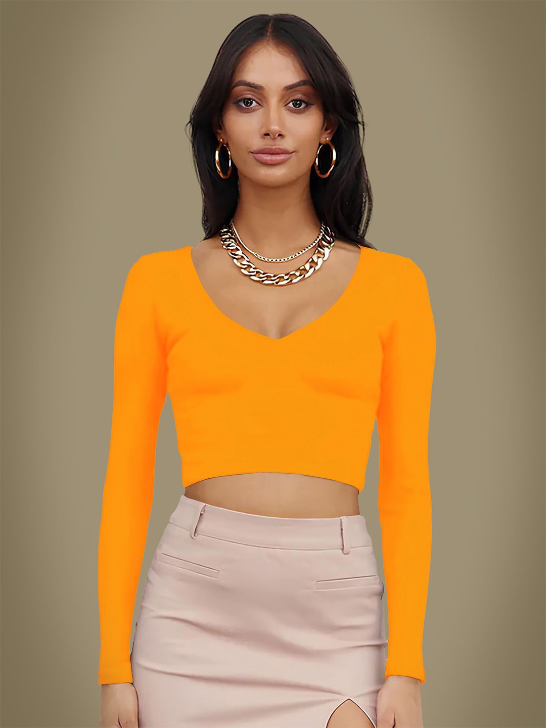 

Dream Beauty Fashion Women V-Neck Crop Top, Yellow