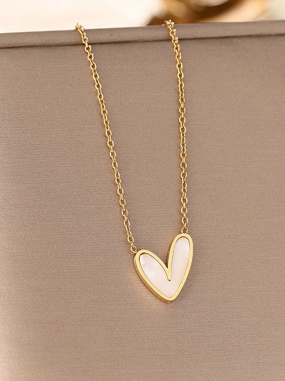

Jewels Galaxy Gold-Plated Stainless Steel Heart Themed Pendant Chain