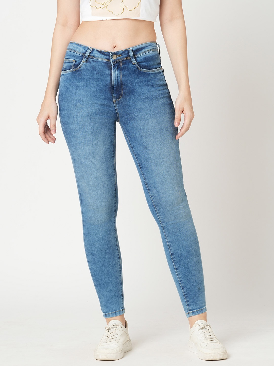 

Kraus Jeans Women Skinny Fit High-Rise Light Fade Jeans, Blue