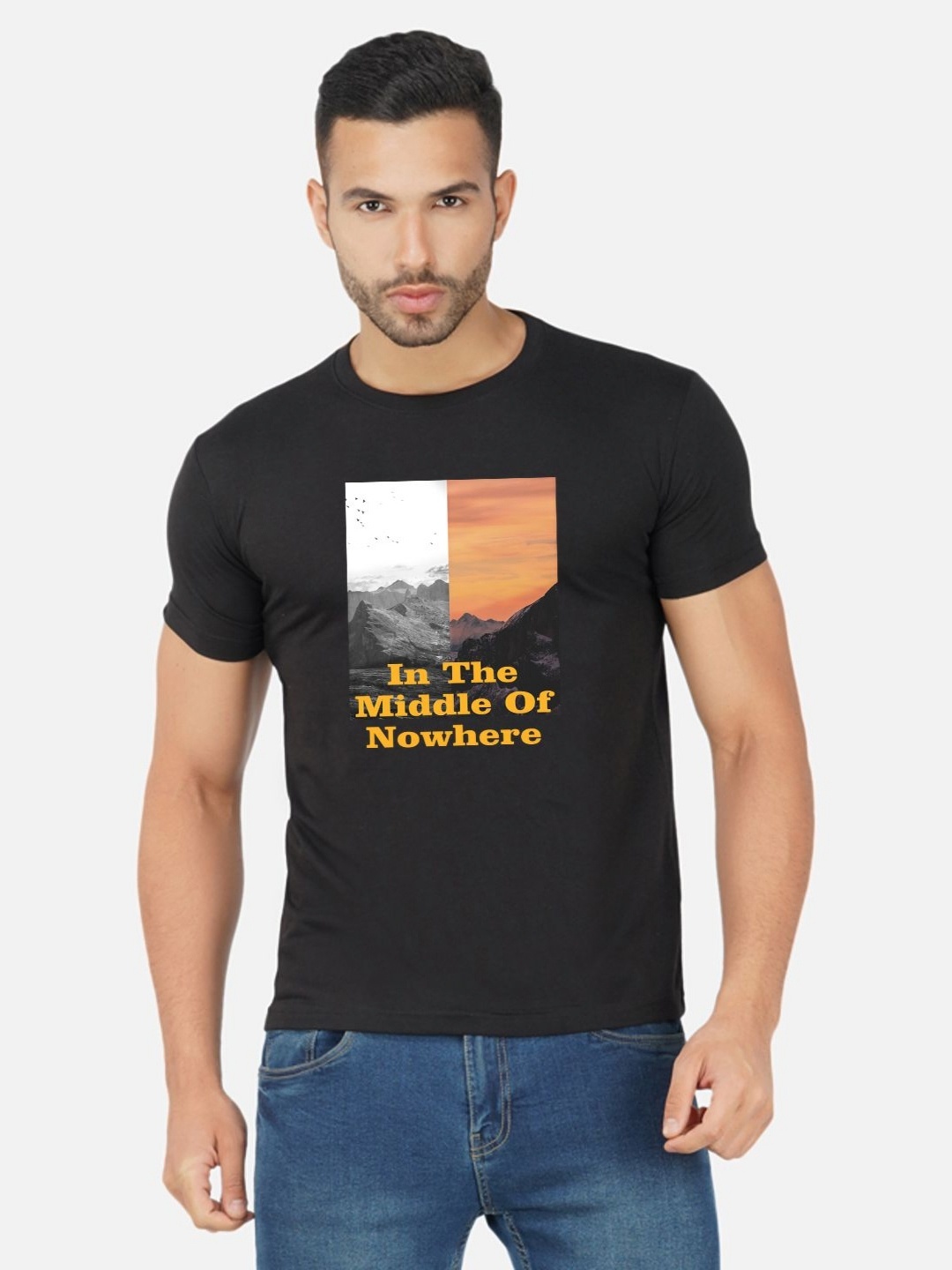 

Moda Rapido Men Bio Finish Typography Printed Round Neck Cotton T-shirt, Black
