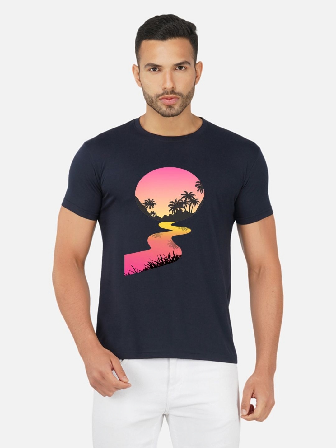 

Moda Rapido Men Bio Finish Graphic Printed Round Neck Cotton T-shirt, Navy blue