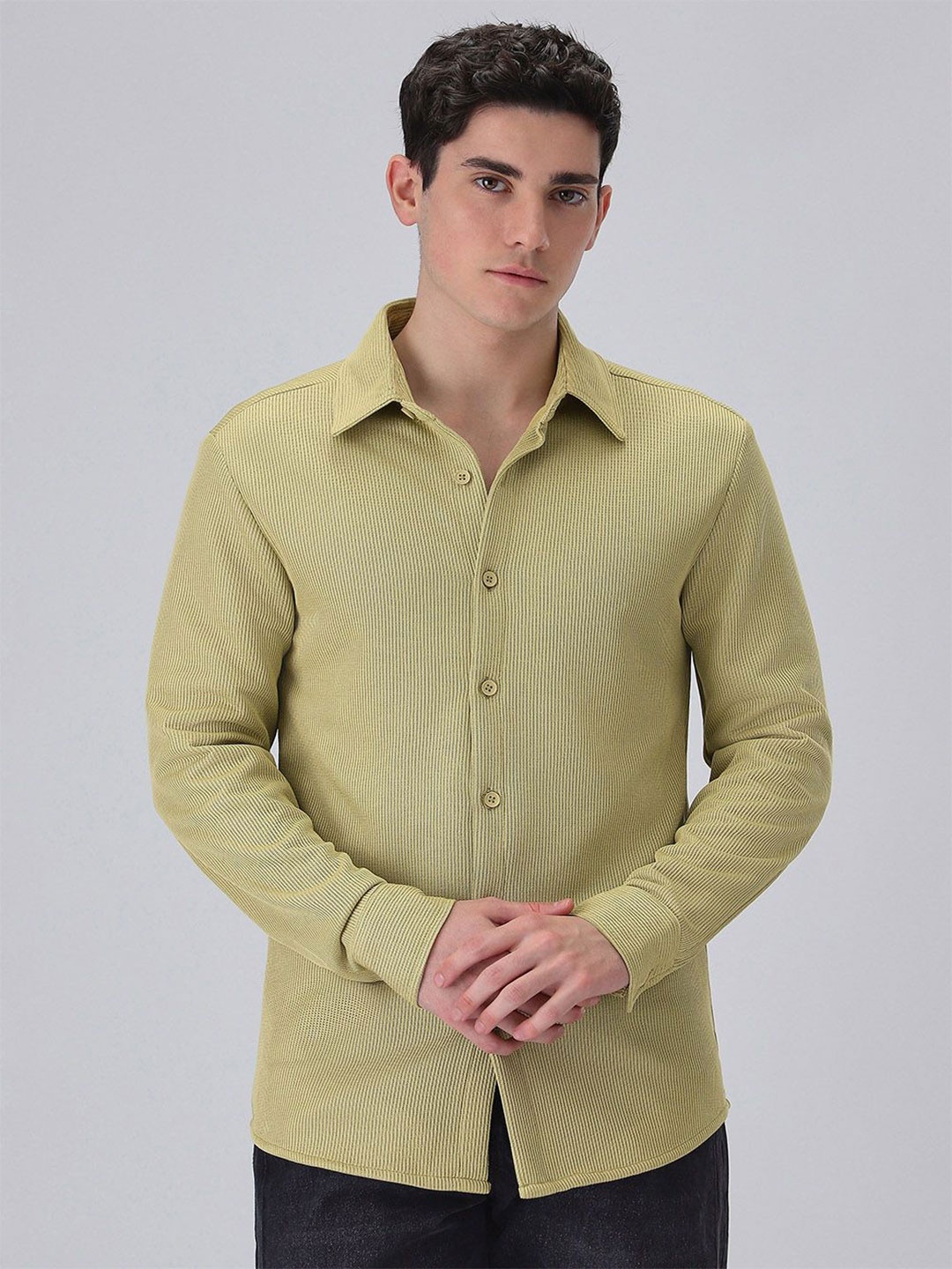 

Banana Club Men Classic Slim Fit Opaque Casual Shirt, Olive