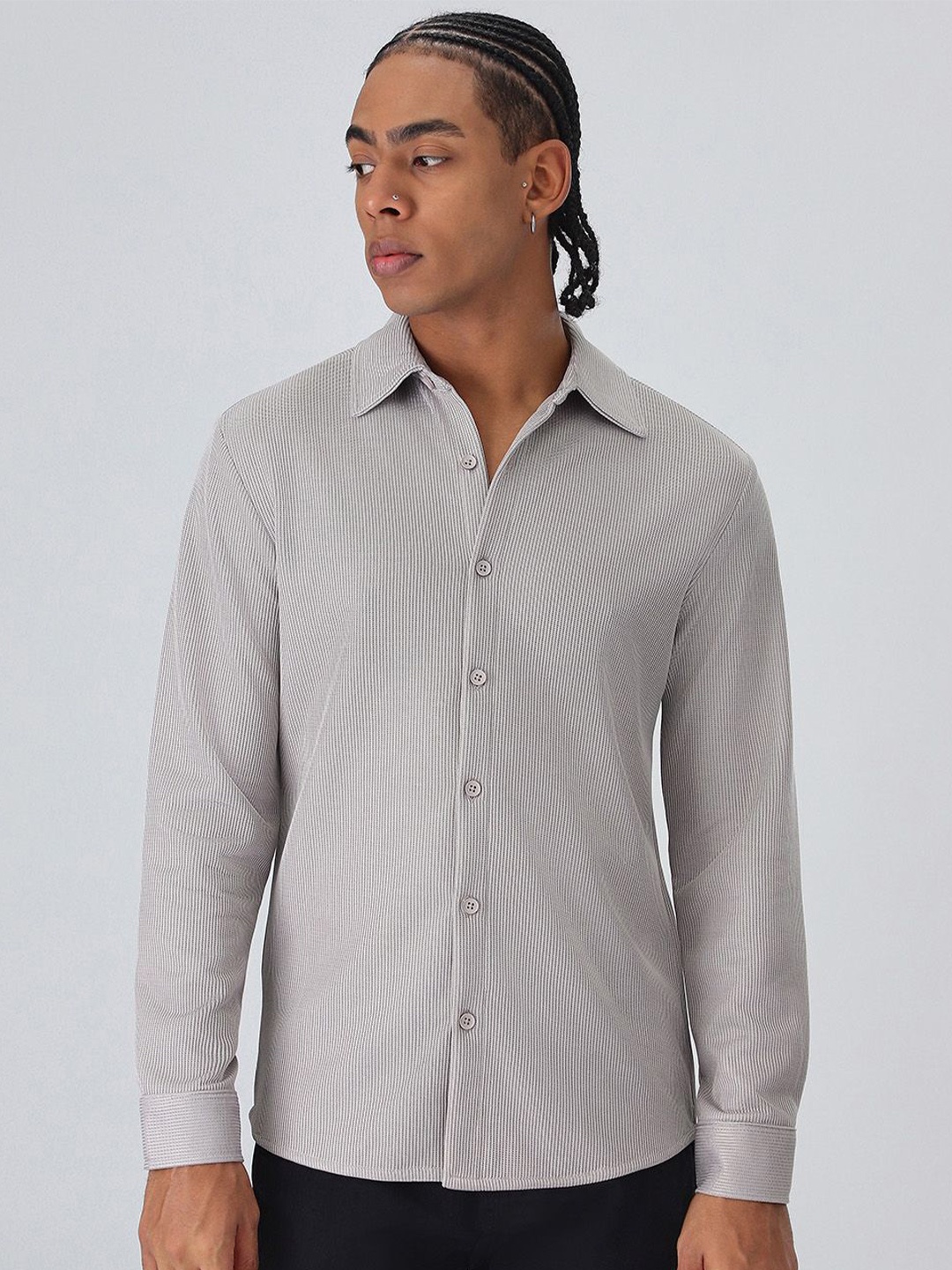 

Banana Club Men Classic Slim Fit Textured Casual Shirt, Grey
