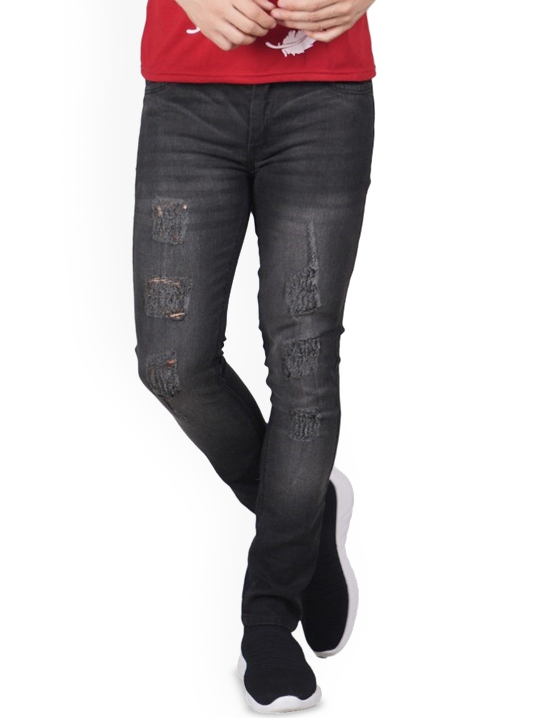 

LINARIA Men Classic Slim Fit Mid-Rise Mildly Distressed Light Fade Jeans, Grey