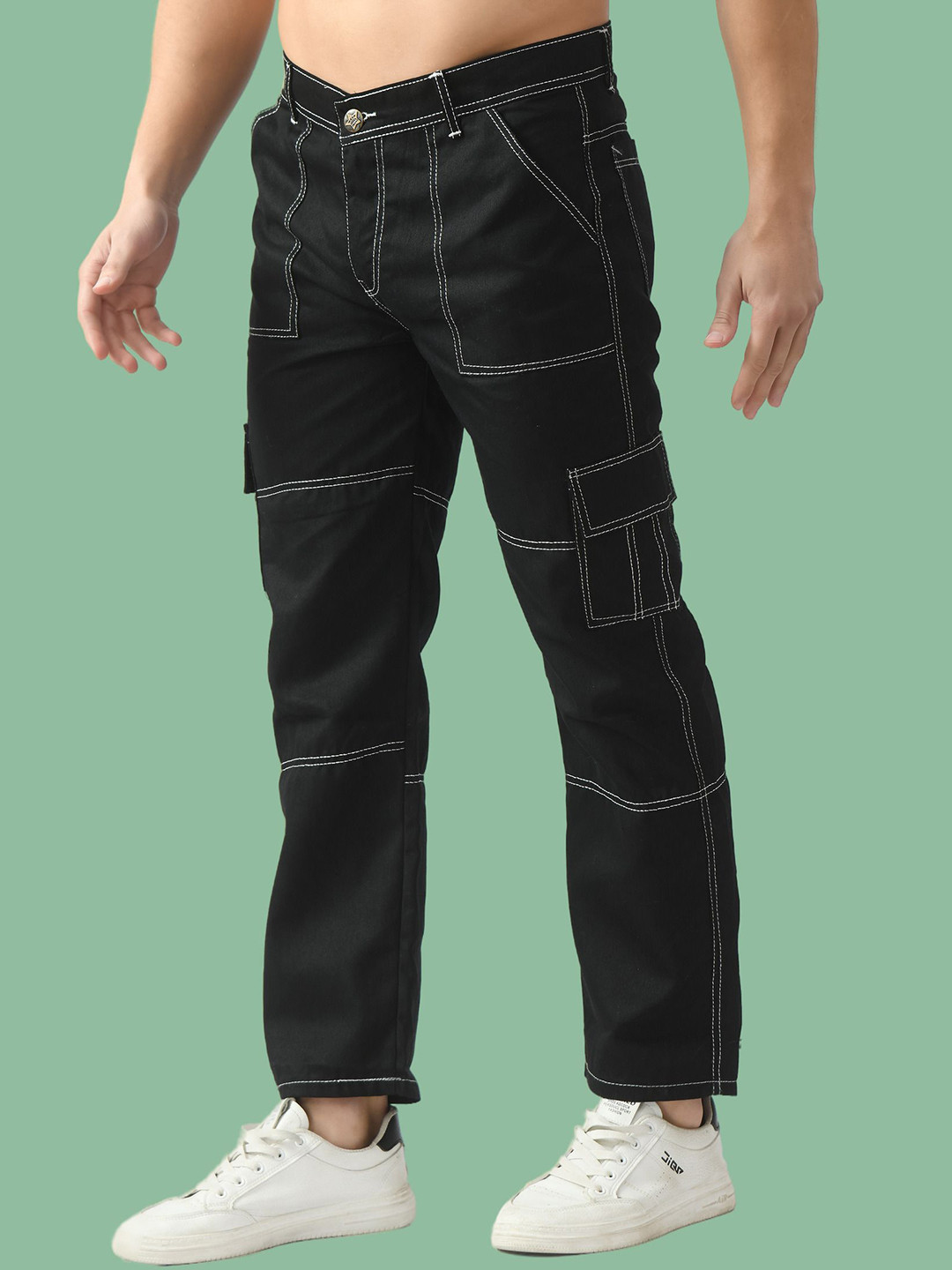 

Linaria Men Classic Regular Fit Mid Rise Clean Look Jeans, Black