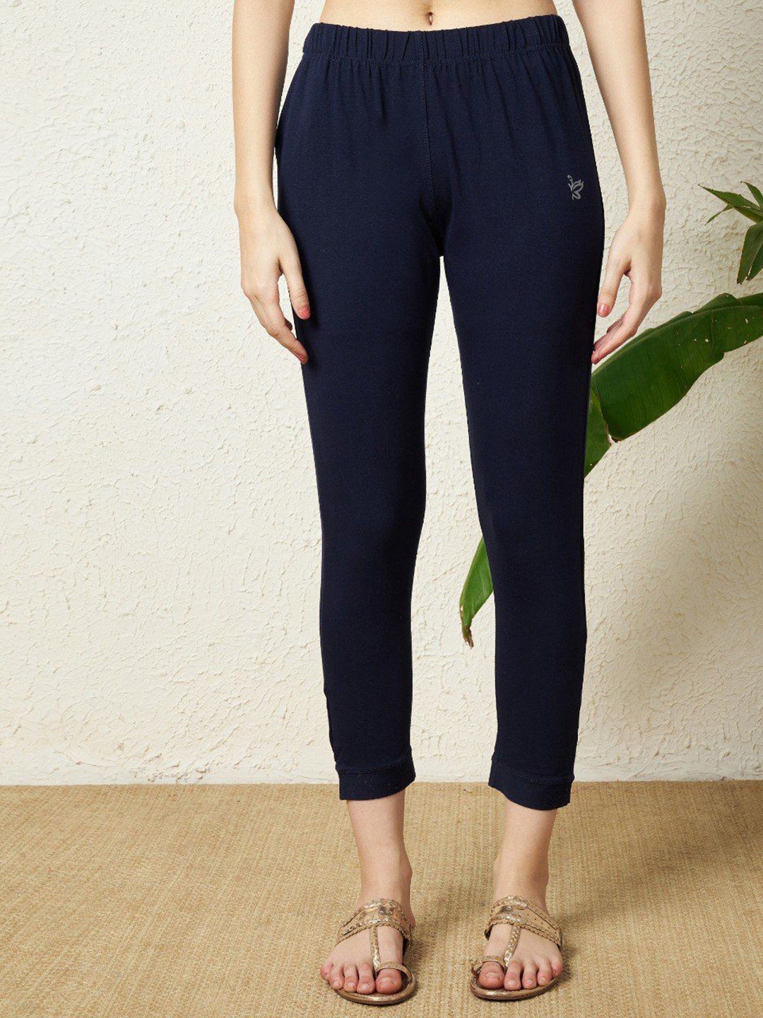 

LERIYU Women Cotton Ankle-Length Leggings, Navy blue