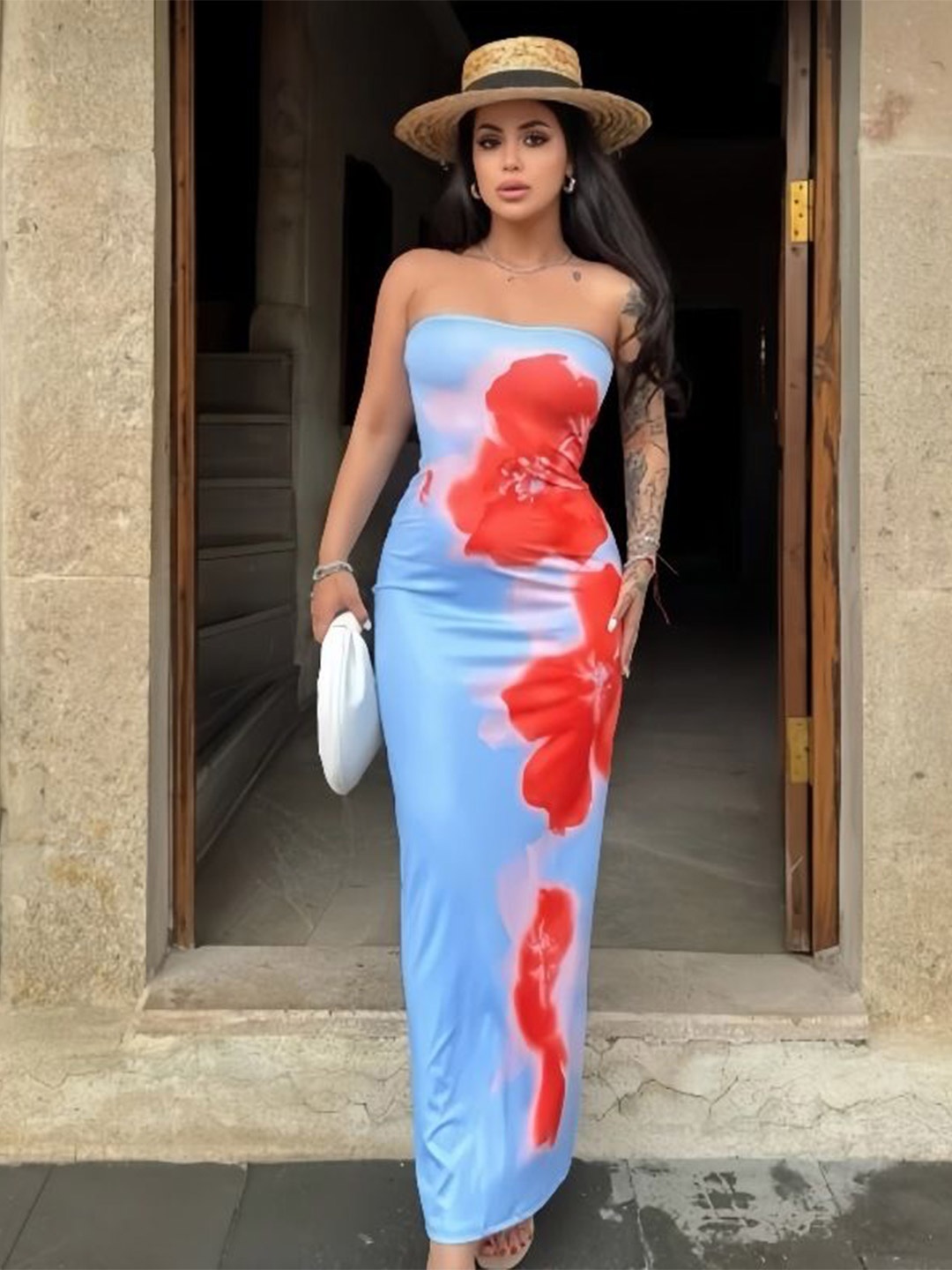 

StyleCast x Revolte Floral Print Bodycon Maxi Dress, Orange