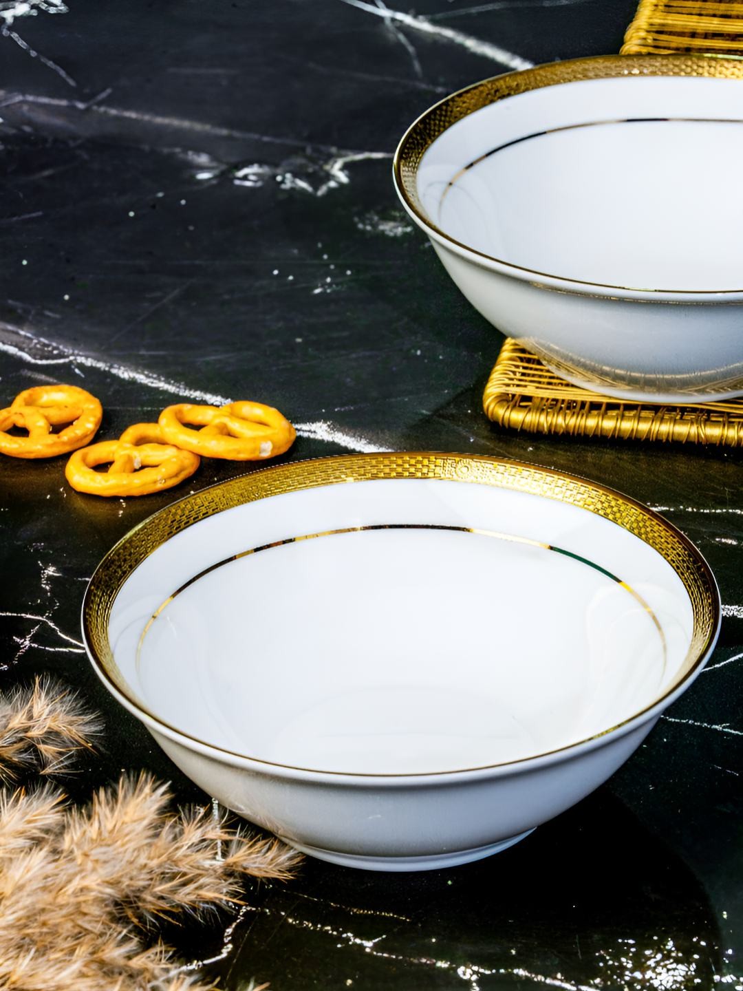 

Roxx White 2 Pieces Porcelain Dishwasher Safe Serving Bowl