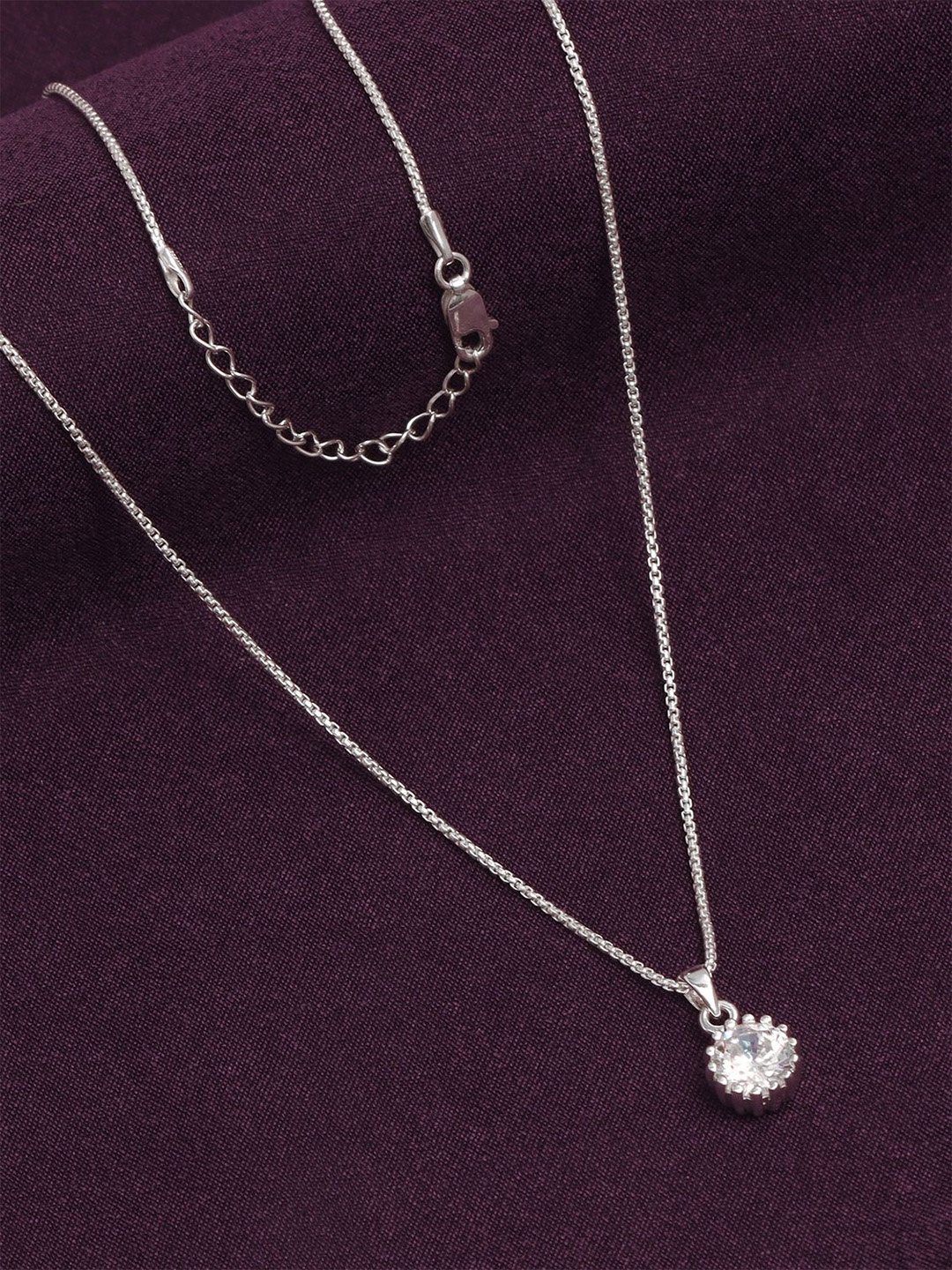 

LeCalla 925 Sterling Silver Rhodium-Plated Cubic Zirconia Studded Pendant With Chain
