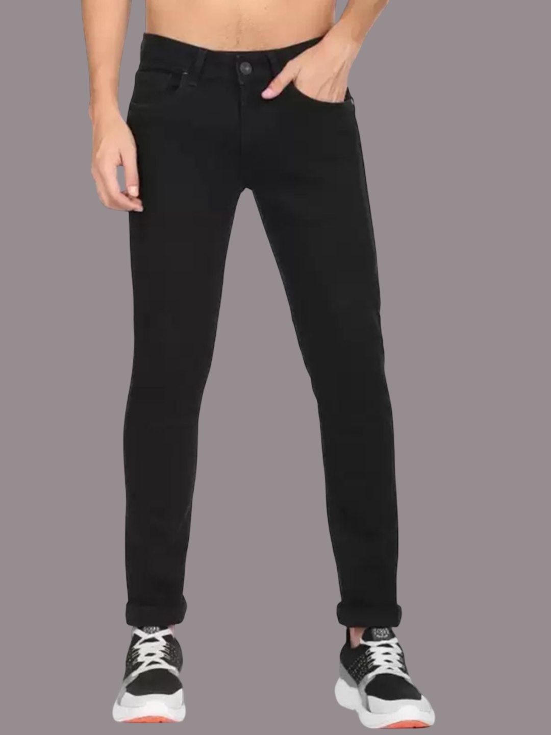 

LINARIA Men Classic Slim Fit Stretchable Jeans, Black