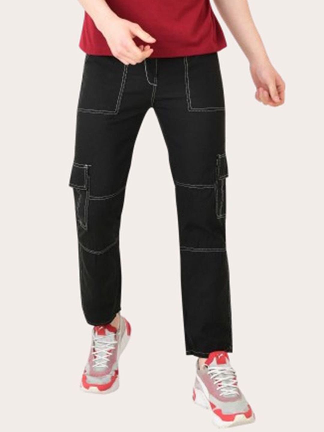 

LINARIA Men Classic Mid-Rise Straight Fit Clean Look Jeans, Black