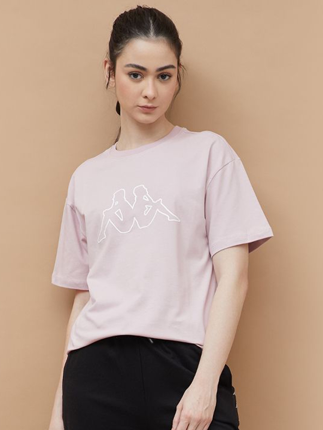 

Kappa Women Graphic Printed Round Neck Cotton Regular Fit T-shirt, Pink