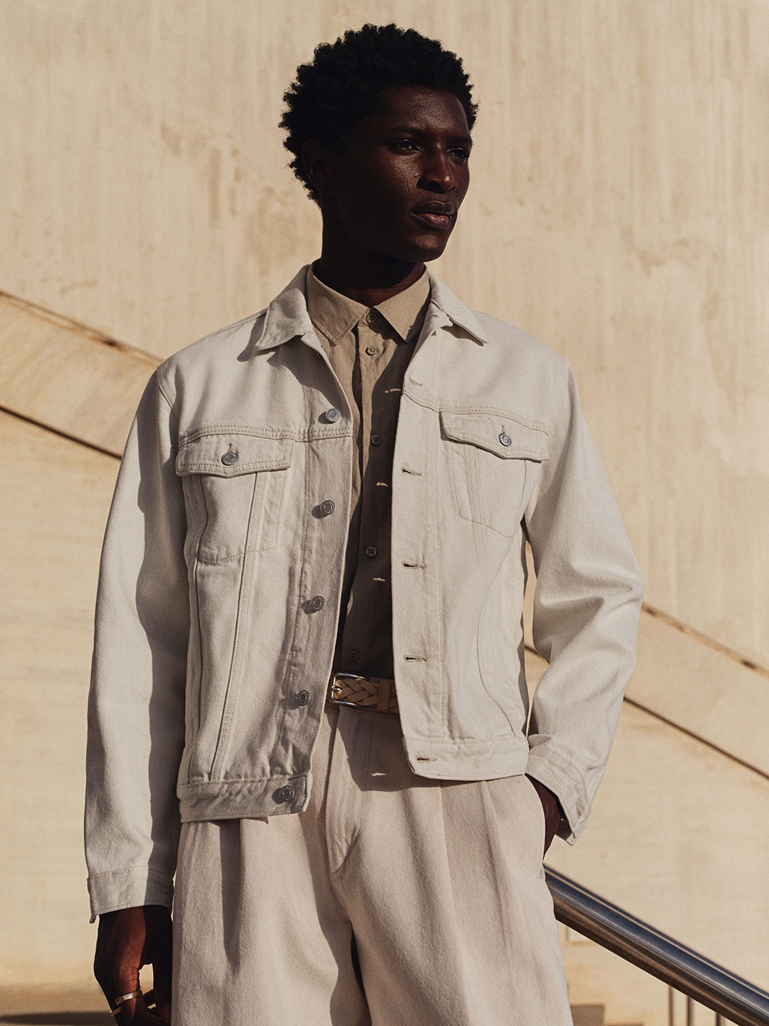 

H&M Regular Fit Denim Jacket, Beige