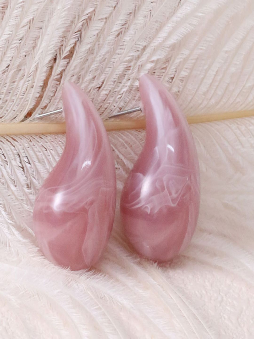 

AQUASTREET Gold-Plated Stainless Steel Teardrop Shaped Studs Earrings, Pink
