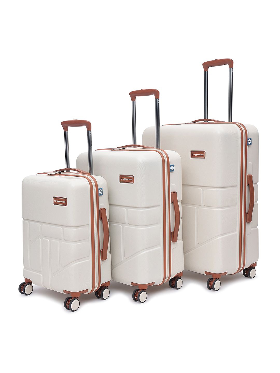 

uppercase Unisex Rock Hard Luggage Trolley Bag Set Of 3, Off white