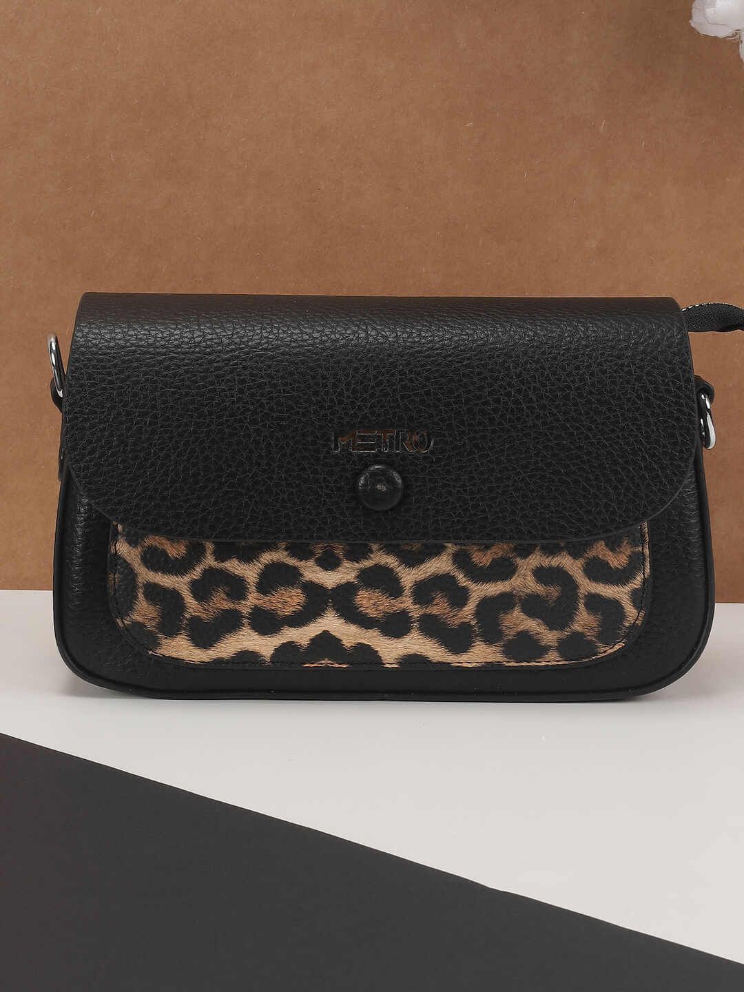 

Metro Women Textured Structured Shoulder Bag, Black