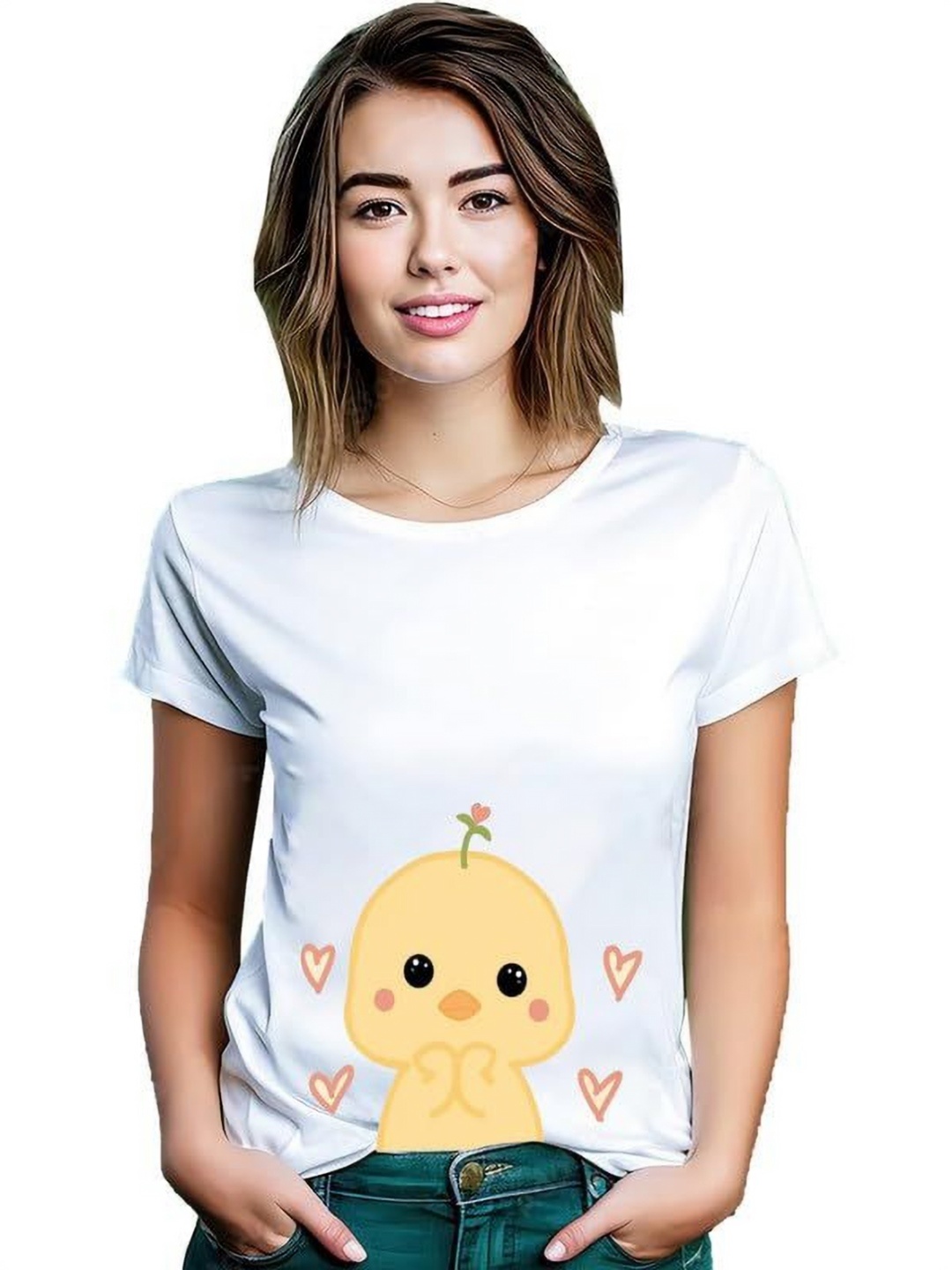 

VLAM Women Graphic Printed Round Neck T-shirt, White