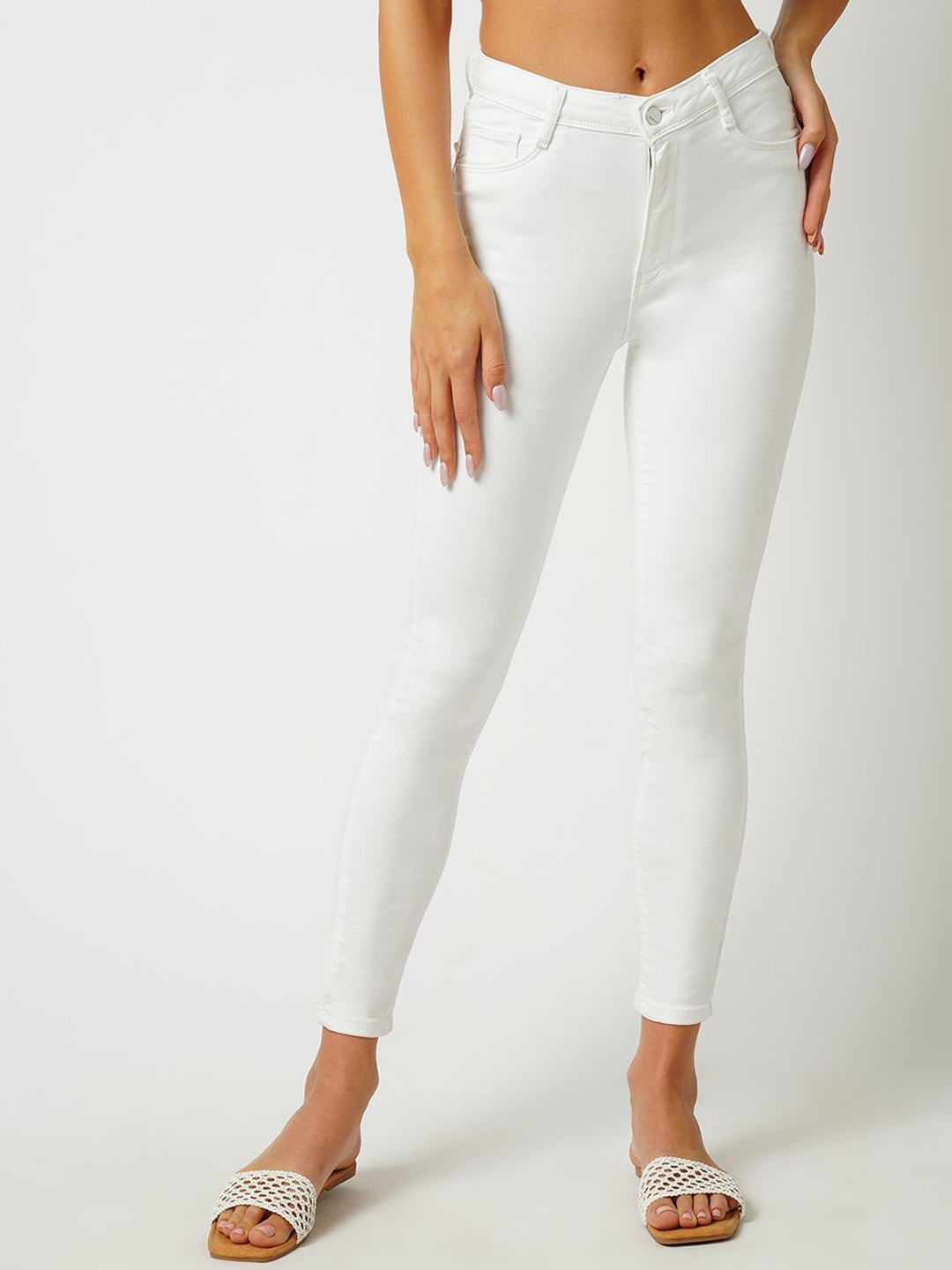

Kraus Jeans Women Skinny Fit High-Rise Light Fade Jeans, White