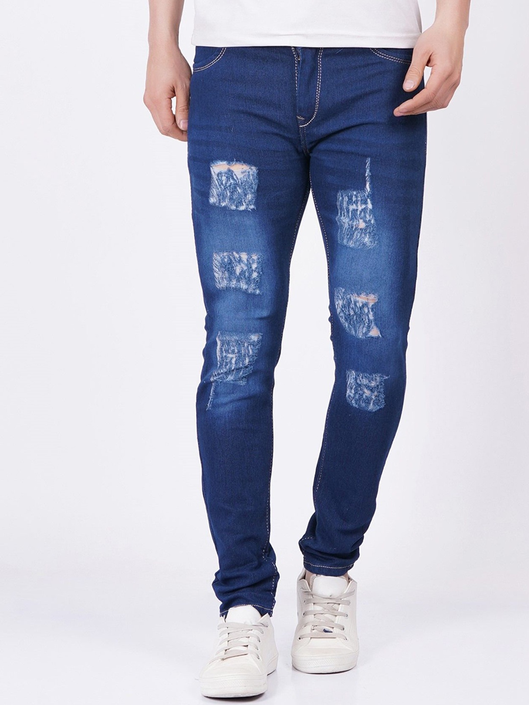 

LINARIA Men Classic Slim Fit Mildly Distressed Light Fade Jeans, Blue