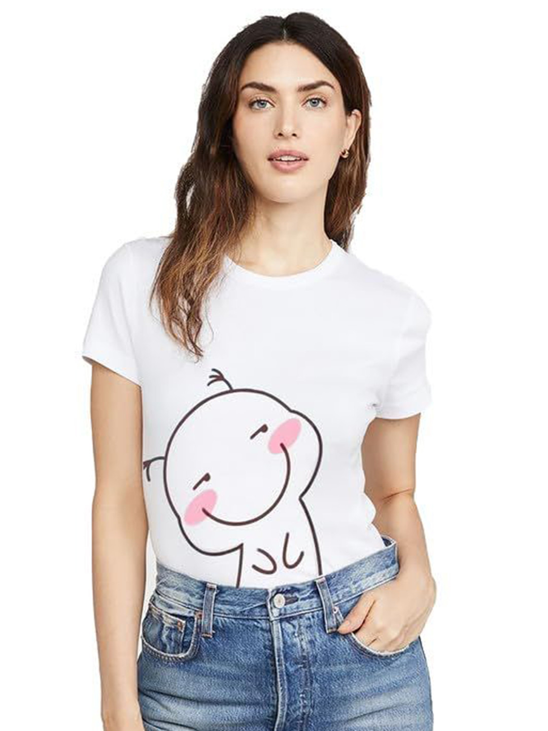 

VLAM Women Graphic Printed Round Neck T-shirt, White