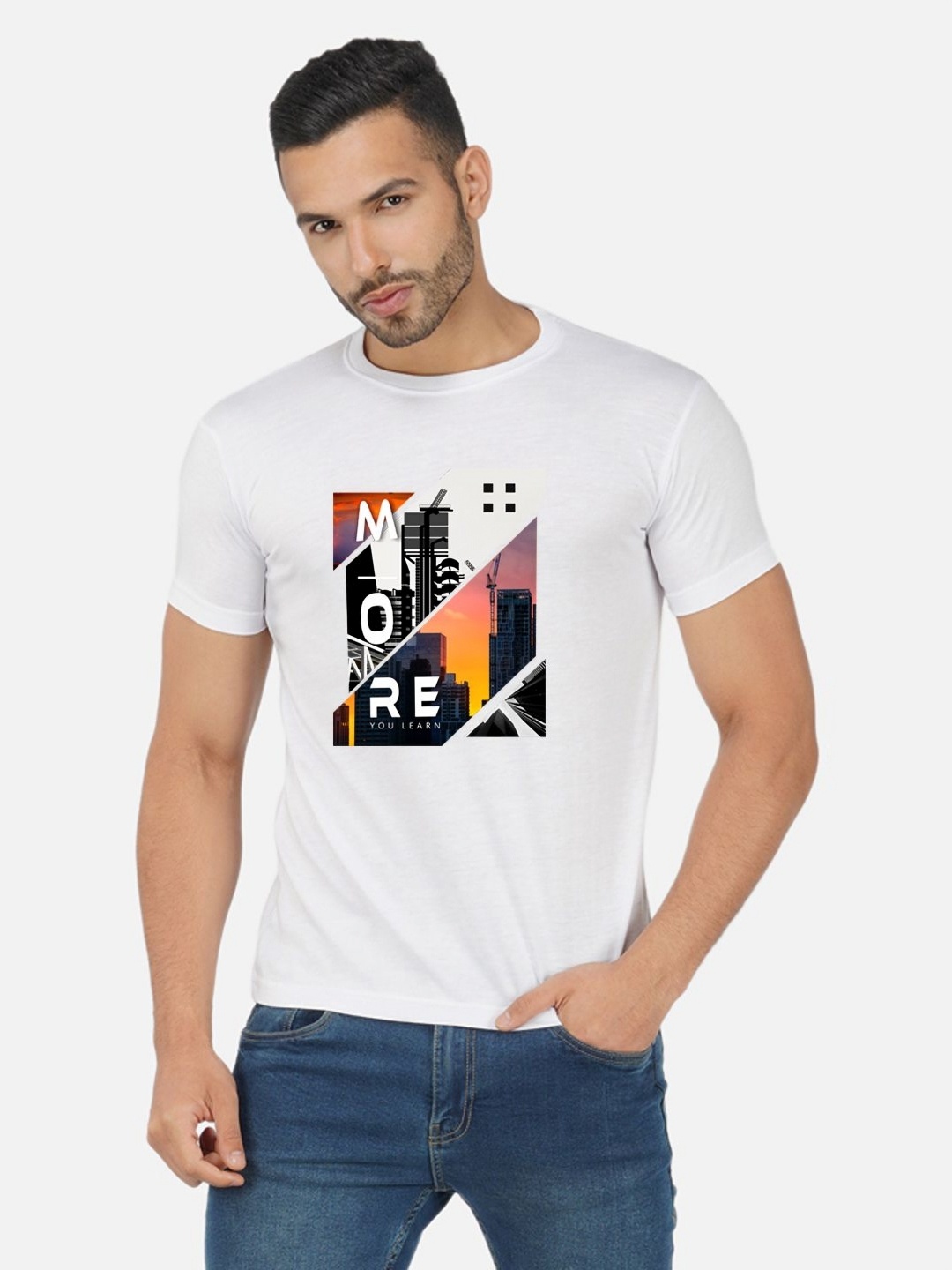 

Moda Rapido Men Bio Finish Graphic Printed Round Neck Cotton T-shirt, White