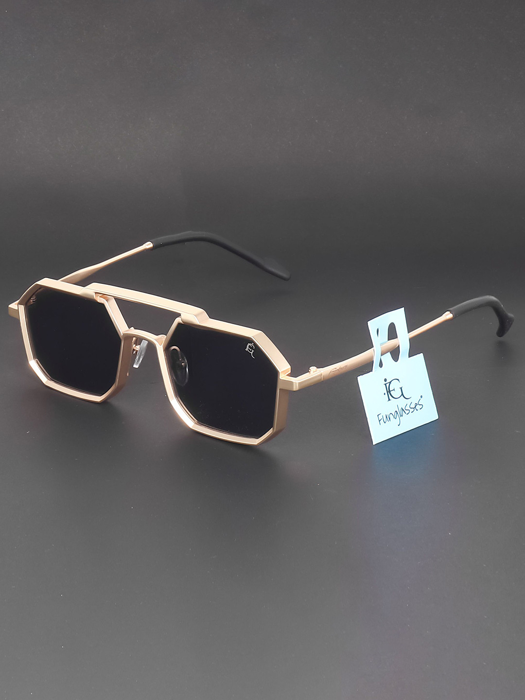 

FUNGLASSES Unisex Sunglasses with UV Protected Lens 222 Gold, Black