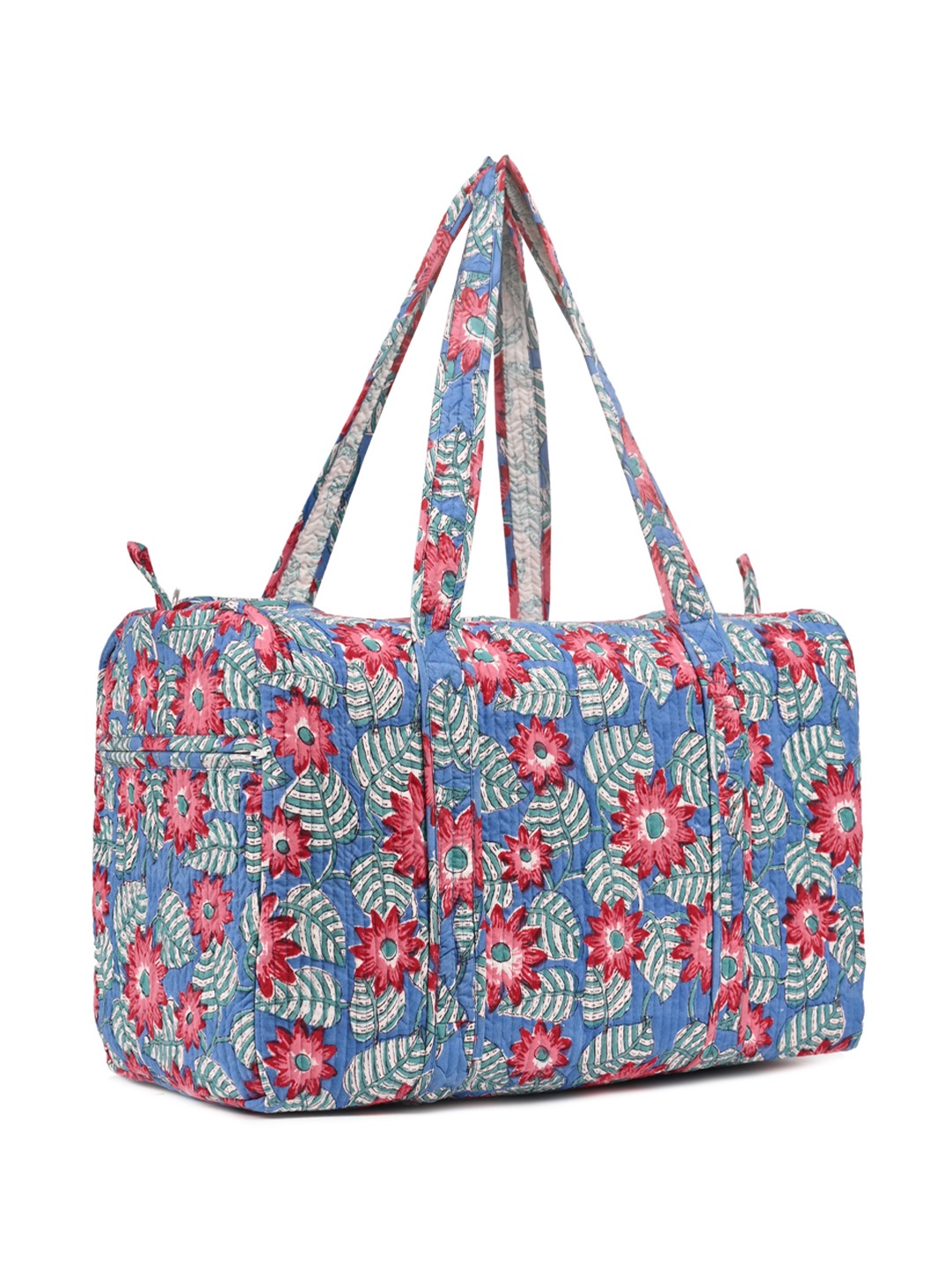 

Block N Style Floral Printed Cotton Duffel Bag, Red
