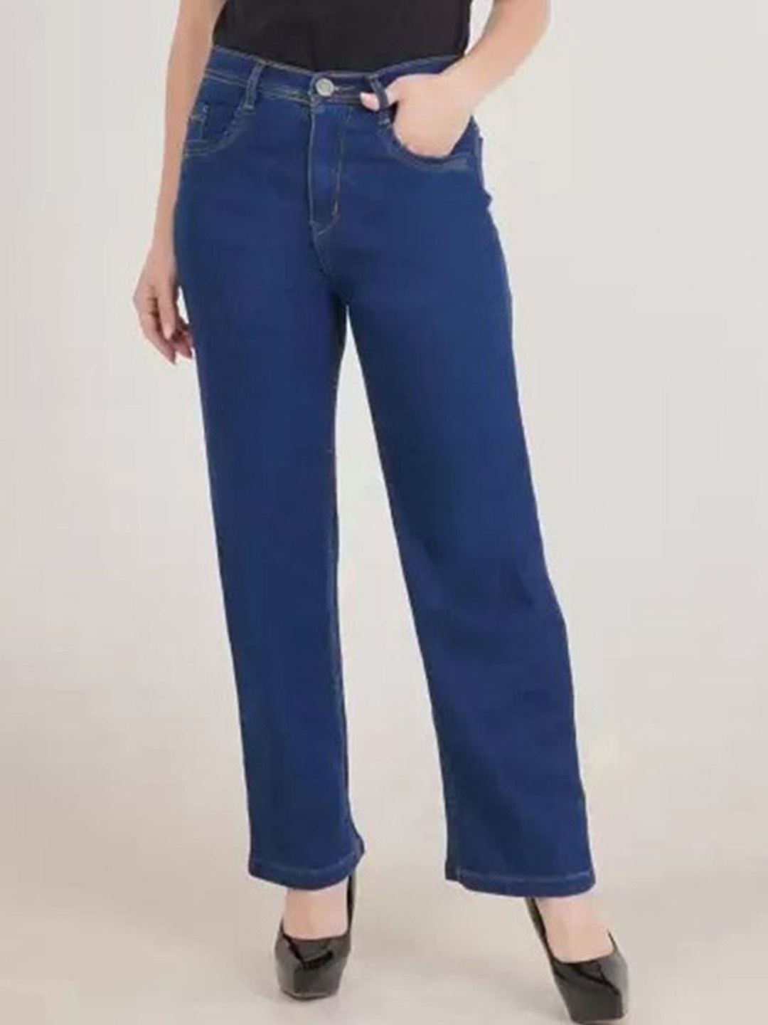 

LINARIA Women Classic Relaxed Fit Mid-Rise Cotton Jeans, Blue