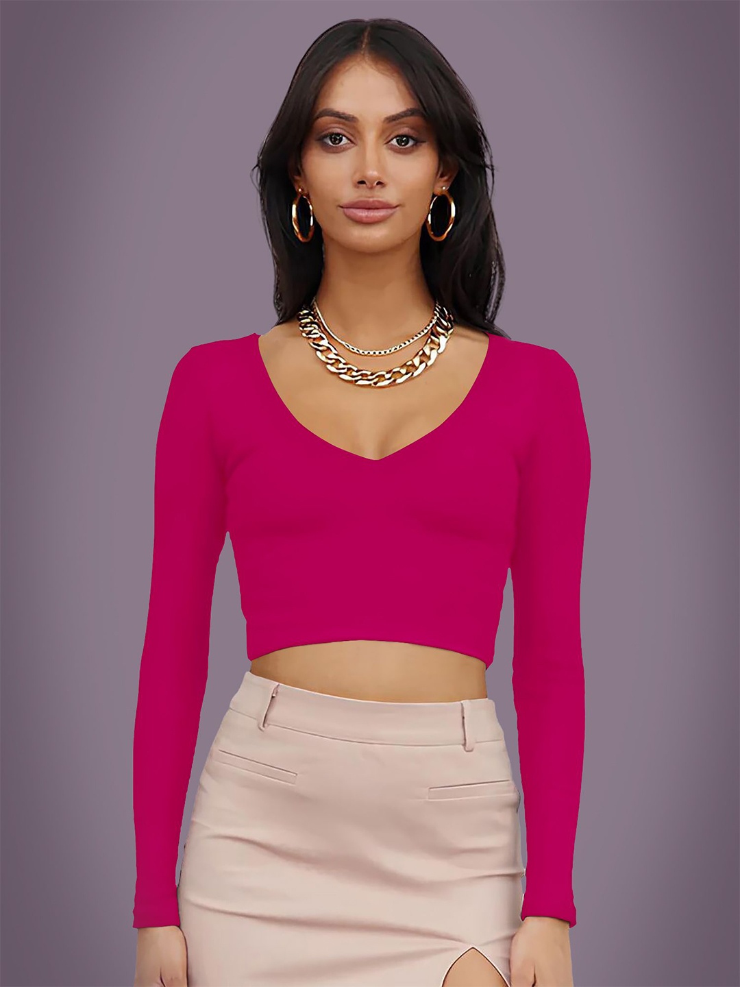 

Dream Beauty Fashion Women Square Neck Fitted Crop Top, Pink