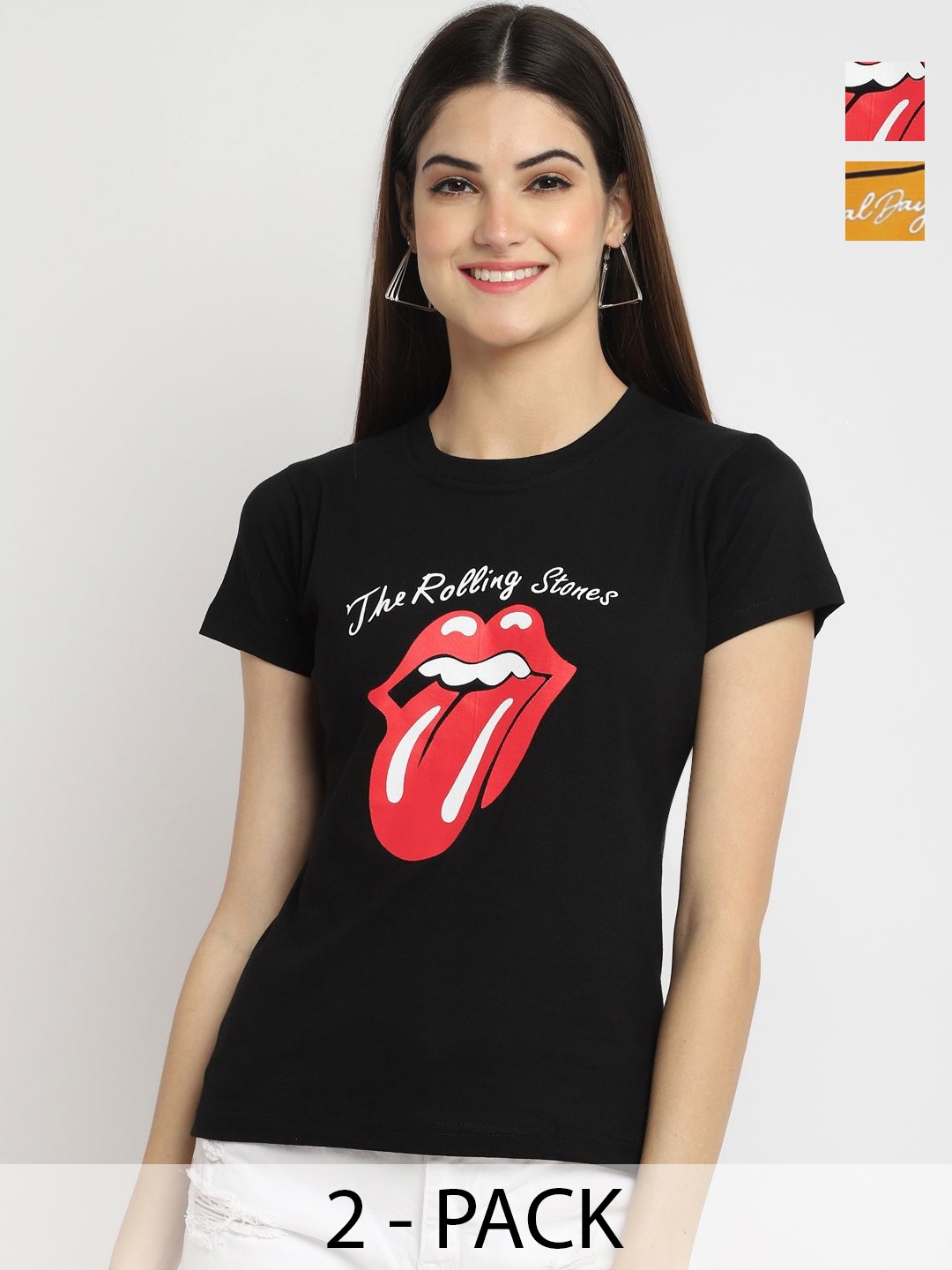 

Tromko Women Typography Printed Round Neck Cotton Regular Fit T-shirt, Black