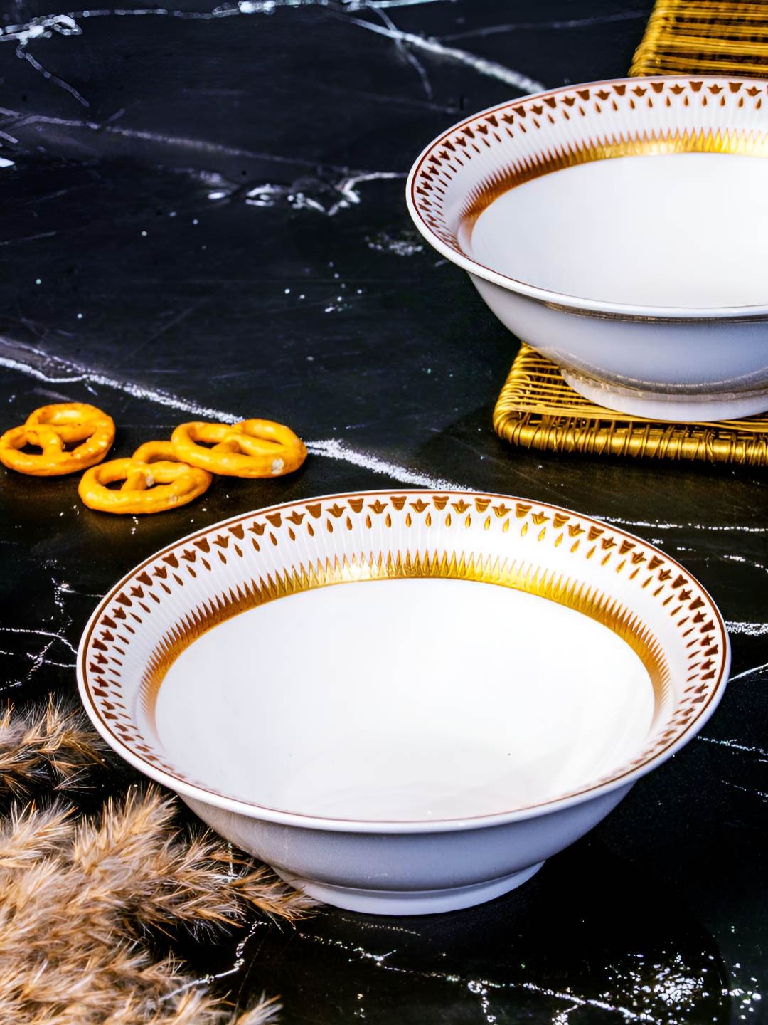 

Roxx White 2 Pieces Porcelain Dishwasher Safe Serving Bowl