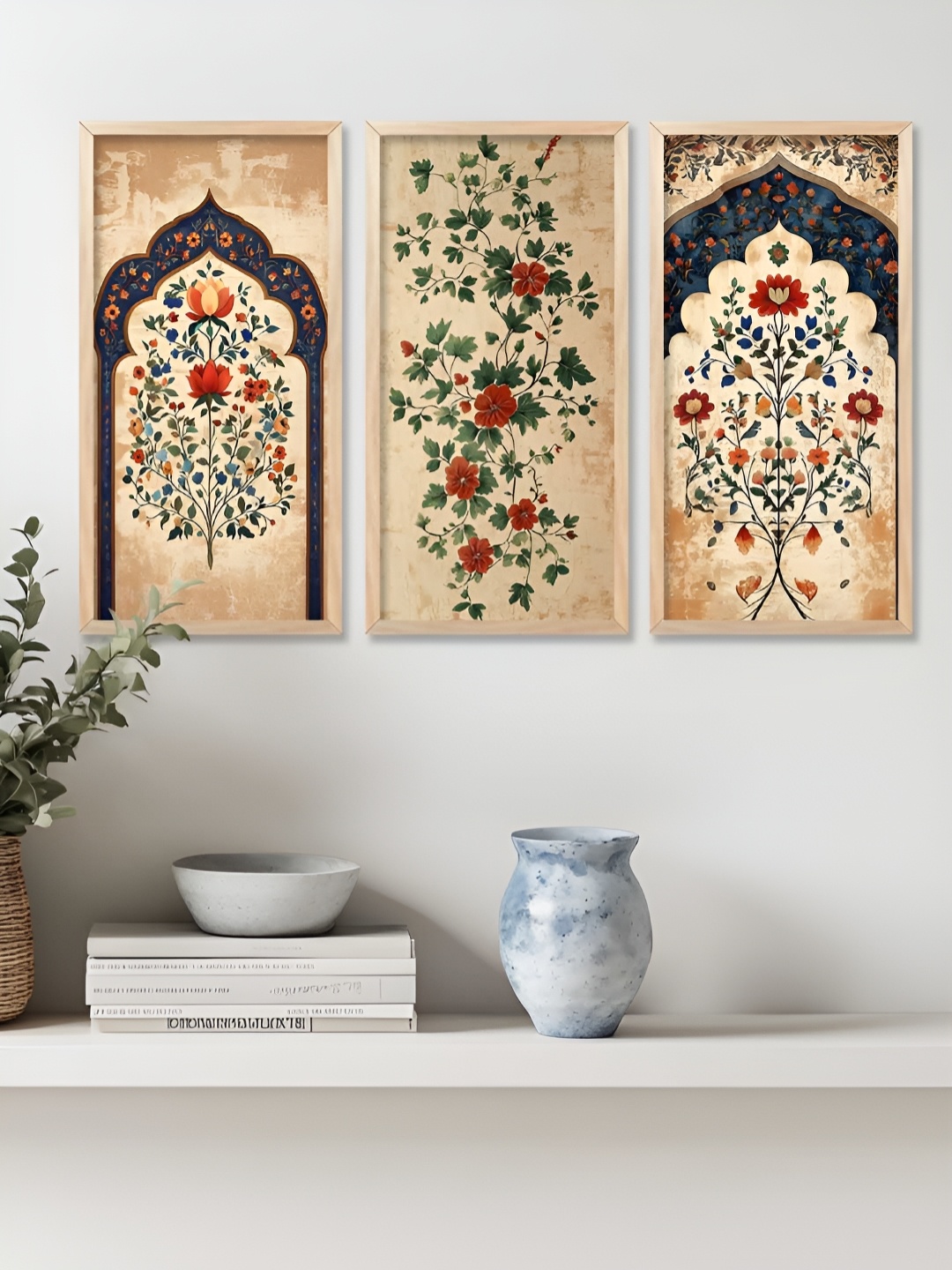 

Kotart Brown & Green 3 Pieces Floral and Botanical Wooden Wall Paintings