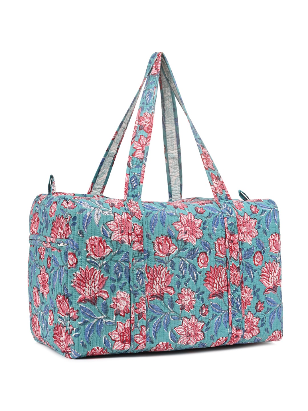 

Block N Style Floral Printed Cotton Duffel Bag, Green