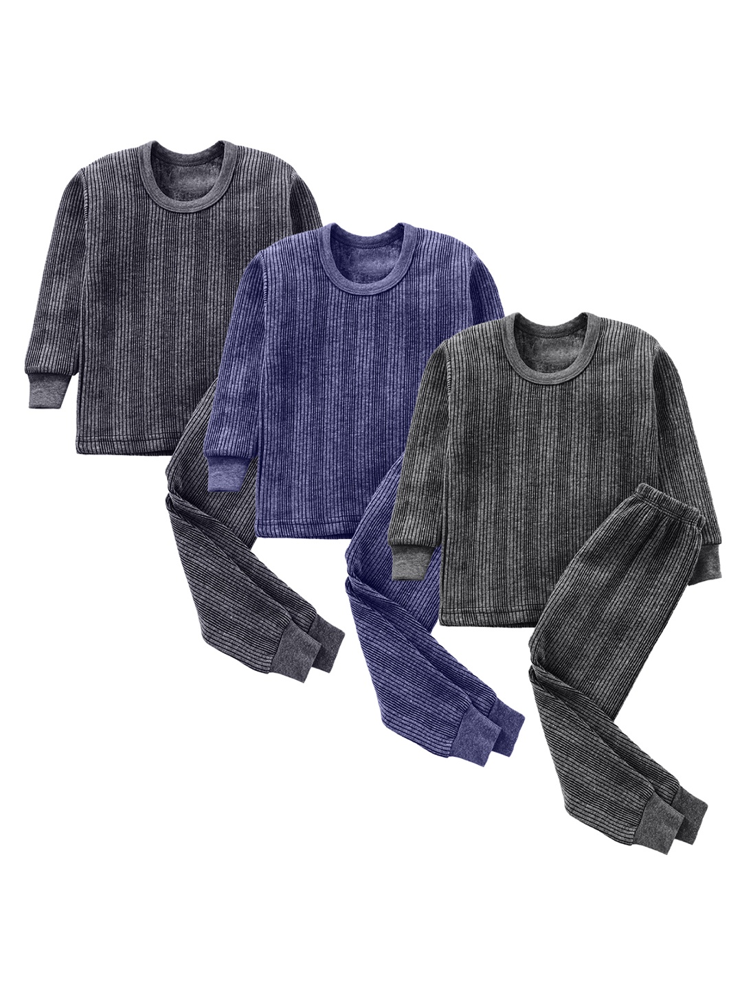 

PARYAG Boys Pack Of 3 Wool Thermal Sets, Black