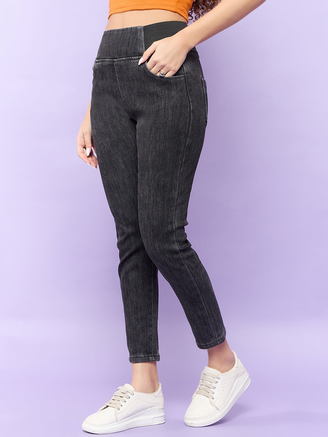 

Outzidr Women Slim-Fit Mid-Rise Jeggings, Grey