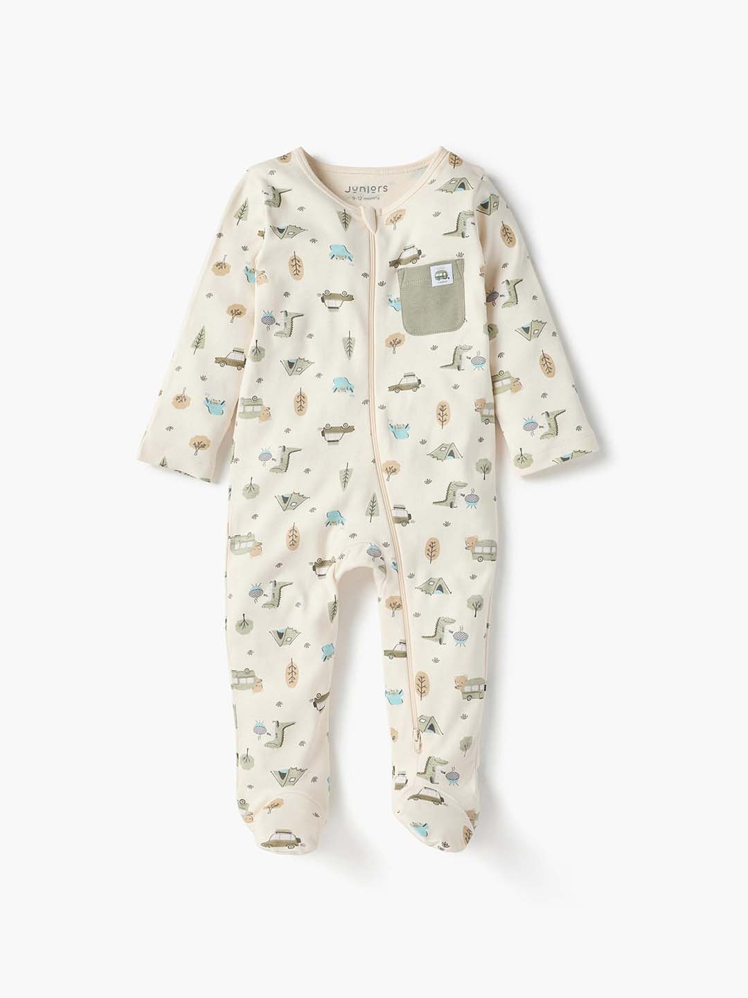 

Juniors by Babyshop Boys Cotton Printed Sleepsuit, Off white