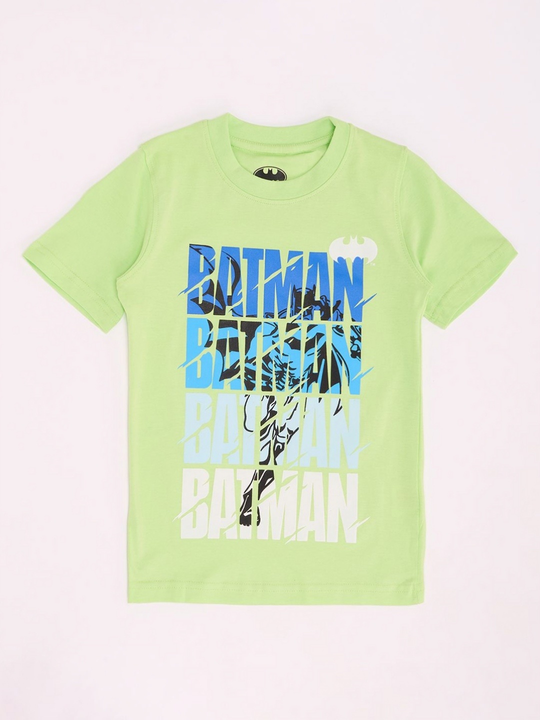 

Pantaloons Junior Boys Batman Typography Printed Round Neck Cotton T-shirt, Green