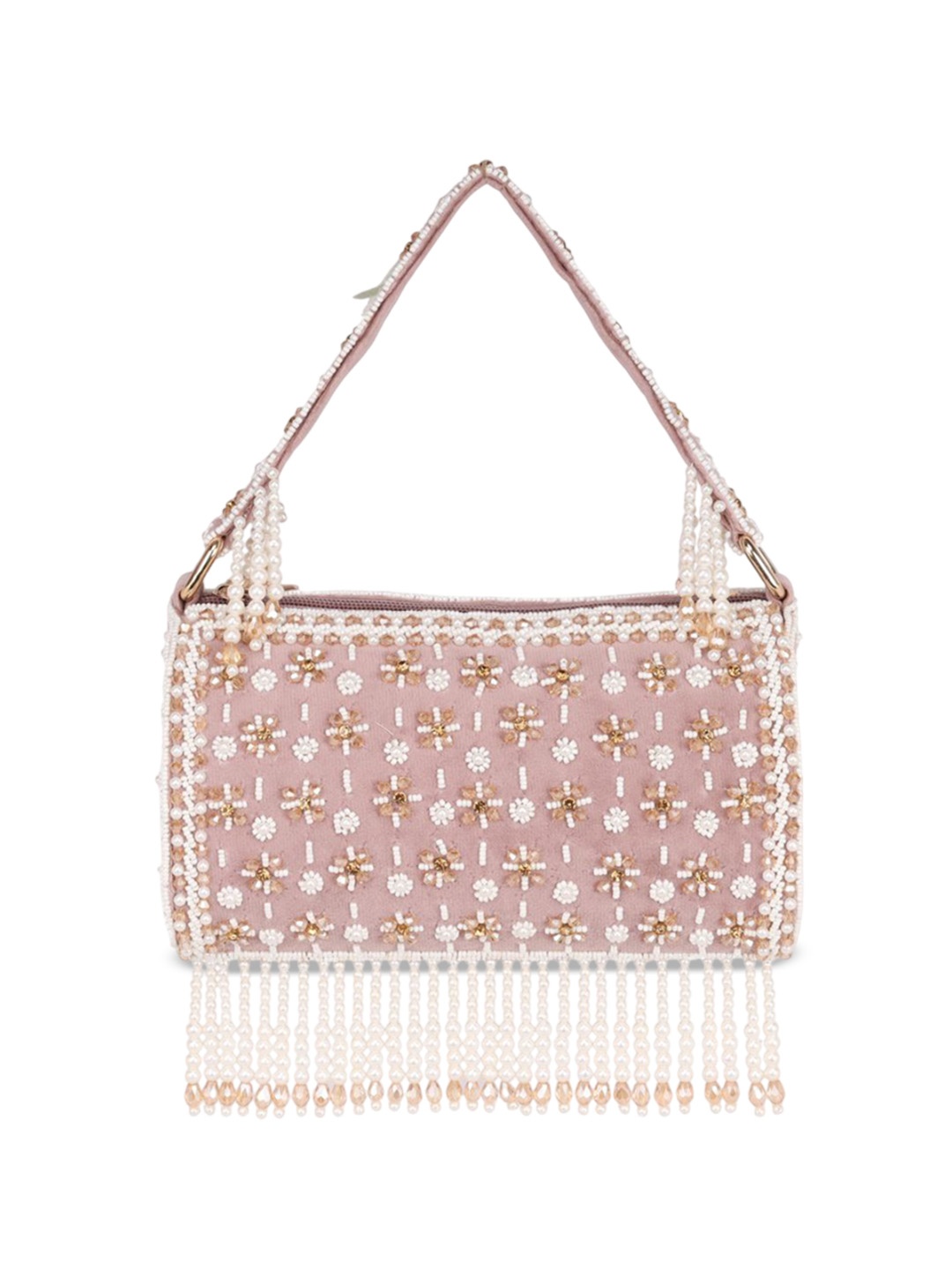 

Nicoberry Women Embellished Structured Handheld Bag, Peach